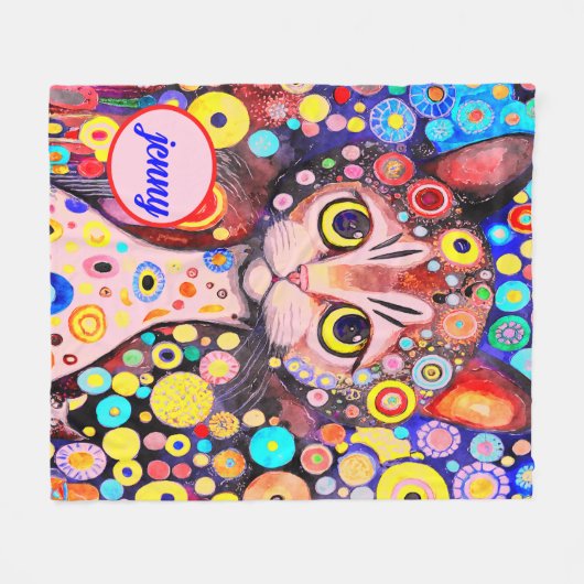 NIEDLICH FUNNY CAT | FARBE ART CAT FLEECEDECKE (Vorderseite (Horizontal))