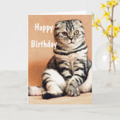 Niedlich Funny Cat Happy Birthday Karte (Gelbe Blume)