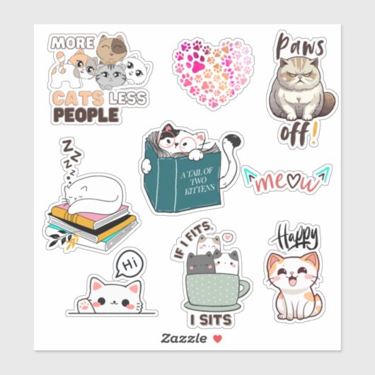Niedlich & Funny Cat kawaii vinen Sticker Pack (Blatt)