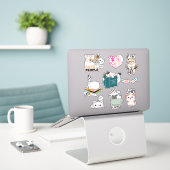 Niedlich & Funny Cat kawaii vinen Sticker Pack (Laptop auf Schreibtisch)