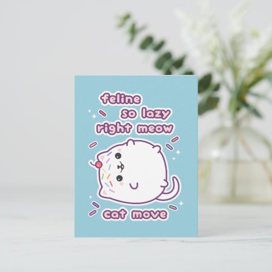 Niedlich Funny Cat Postkarte (Stehend Vorderseite)