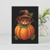 NIEDLICH FUNNY CAT PUMPKIN EINLADUNG (Stehend Vorderseite)