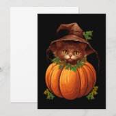 NIEDLICH FUNNY CAT PUMPKIN EINLADUNG (Vorne/Hinten)