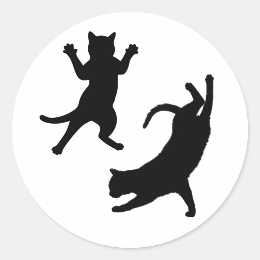 Niedlich Funny Cat Silhouette Runder Aufkleber (Vorderseite)
