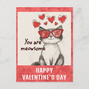 Niedlich Funny Cat Valentinstag Herz Postkarte