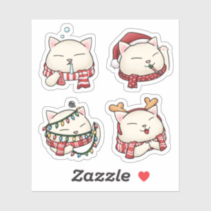 Niedlich Funny Christmas Cat Combo Aufkleber