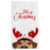Niedlich Funny Christmas Hund Rentier Antler Headb Kleine Geschenktüte (Rückseite)