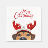Niedlich Funny Christmas Hund Rentier Antler Headb Serviette (Vorderseite)