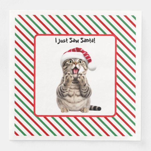 Niedlich Funny Christmas Kitten Cat Paper Napkin Serviette (Vorderseite)