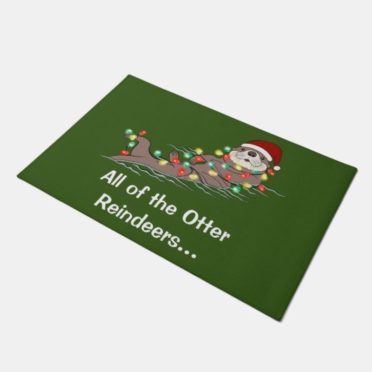 Niedlich Funny Christmas Lights Otter Rentiers Fußmatte (Schrägansicht)