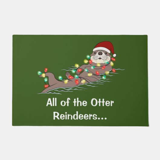 Niedlich Funny Christmas Lights Otter Rentiers Fußmatte (Vorderseite)
