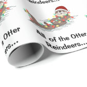 Niedlich Funny Christmas Lights Otter Rentiers Geschenkpapier (Rolleneckpunkt)