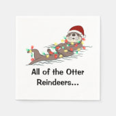 Niedlich Funny Christmas Lights Otter Rentiers Serviette (Vorderseite)