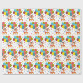 Niedlich Funny Corgi mit Balloons Hat Stars Geburt Geschenkpapier (Flach)