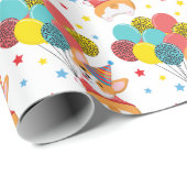Niedlich Funny Corgi mit Balloons Hat Stars Geburt Geschenkpapier (Rolleneckpunkt)