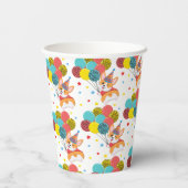 Niedlich Funny Corgi mit Balloons Hat Stars Geburt Pappbecher (Rückseite)