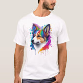 Niedlich Funny Corgi Regenbogenfarbe T-Shirt (Vorderseite)