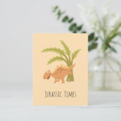 Niedlich Funny Dinosaur Dino Peeing Jurassic Fern Postkarte (Stehend Vorderseite)