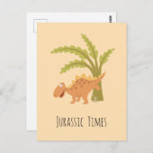 Niedlich Funny Dinosaur Dino Peeing Jurassic Fern Postkarte (Vorne/Hinten)