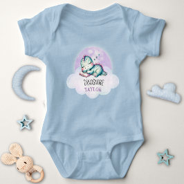 Niedlich Funny Dinosaur Personalisiert Name Unisex Baby Strampler