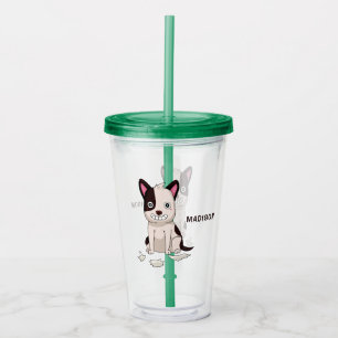 Niedlich & Funny Dog individuelle Name Tumbler Acryltrinkbecher