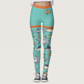 Niedlich Funny Fish Swimming Strand Mural Aquarium Leggings (Vorderseite)