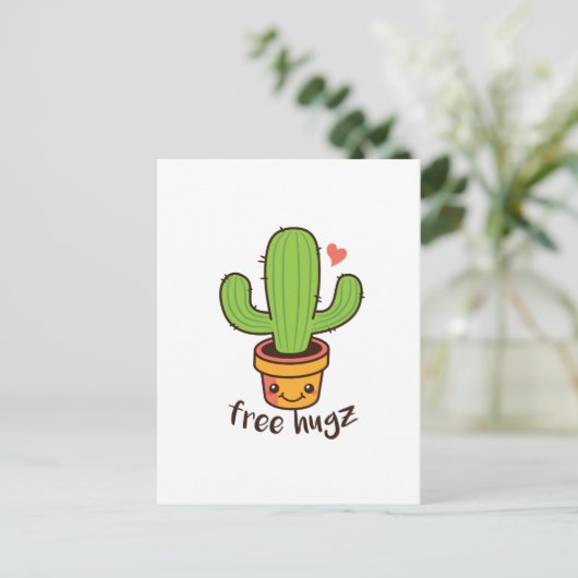 Niedlich Funny FREE HUGS Hugz Cacti Cactus Prickly Postkarte (Stehend Vorderseite)