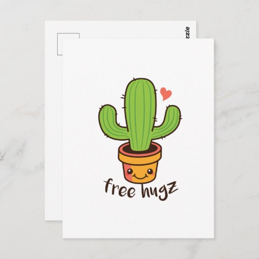 Niedlich Funny FREE HUGS Hugz Cacti Cactus Prickly Postkarte (Vorne/Hinten)