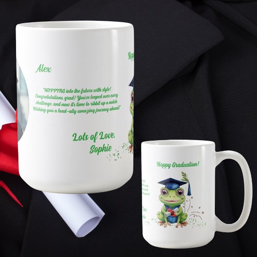 Niedlich Funny Frog Foto Message Abschluss Geschen Kaffeetasse