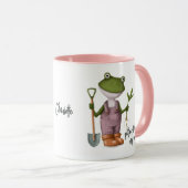 Niedlich Funny Frog Garening Personalisierter Name Tasse (VorderseiteRechts)