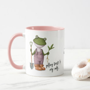 Niedlich Funny Frog Garening Personalisierter Name Tasse