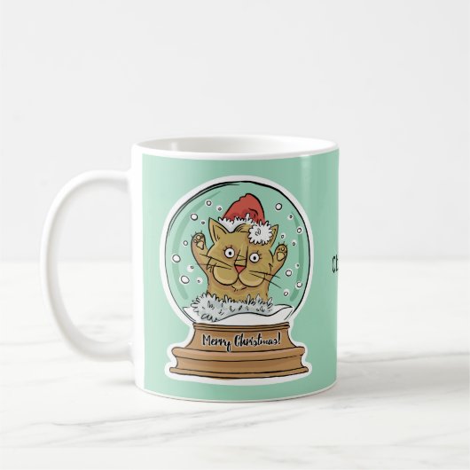 Niedlich Funny Funny Christmas Cat individuelle Na Kaffeetasse (Links)