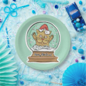 Niedlich Funny Funny Christmas Cat Papier Teller (Party)