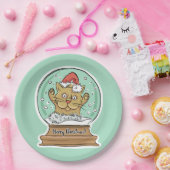 Niedlich Funny Funny Christmas Cat Papier Teller (Party)