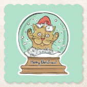 Niedlich Funny Funny Christmas Cat Papier Unterset Untersetzer (Vorderseite)