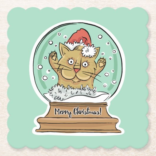 Niedlich Funny Funny Christmas Cat Papier Unterset Untersetzer (Vorderseite)