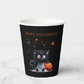 Niedlich Funny Ghost Black Kitten Halloween Pappbecher (Vorderseite)