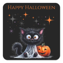 Niedlich Funny Ghost Black Kitten Halloween