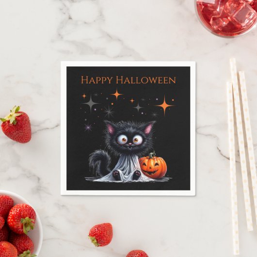 Niedlich Funny Ghost Black Kitten Halloween Serviette (Beispiel)