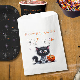 Niedlich Funny Ghost Black Retro Kitten Halloween Geschenktütchen