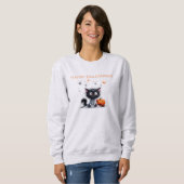 Niedlich Funny Ghost Black Retro Kitten Halloween Sweatshirt (Vorne ganz)