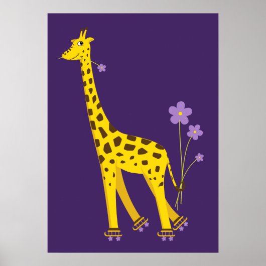 Niedlich Funny Giraffe Roller Skaten Kids Poster (Vorne)