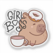 Niedlich Funny Girl Boss Capybara Aufkleber (Vorderseite)