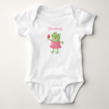 Niedlich Funny Girl Frog Pink Girl Baby Bodysuit
