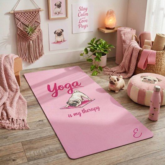 Niedlich Funny Girl Hot Pink Mops Yogamatte
