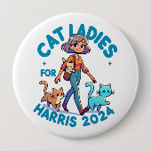Niedlich Funny Girly Childless Cat Lady Kamala Har Button (Vorderseite)