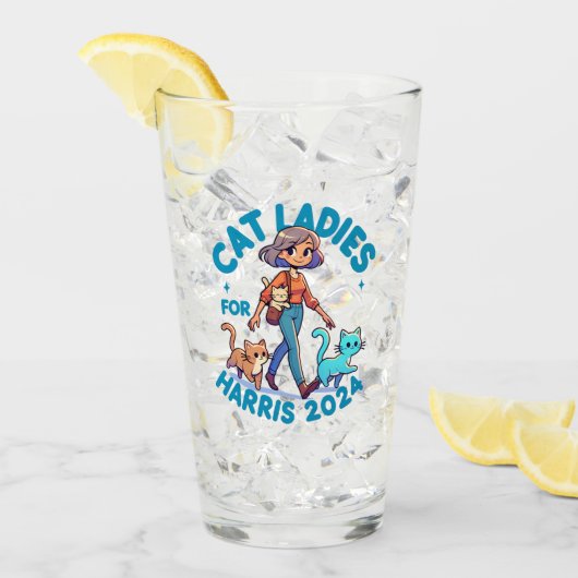 Niedlich Funny Girly Childless Cat Lady Kamala Har Glas (Vorderseite Ice)