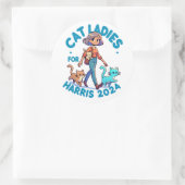 Niedlich Funny Girly Childless Cat Lady Kamala Har Runder Aufkleber (Tasche)