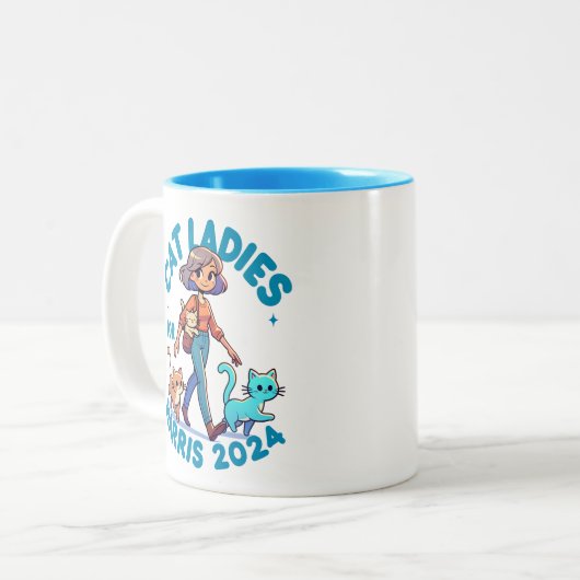 Niedlich Funny Girly Childless Cat Lady Kamala Har Zweifarbige Tasse (Vorderseite Links)