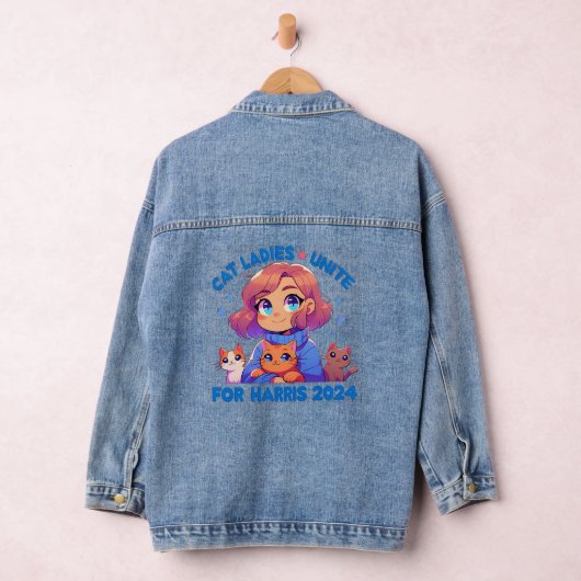 Niedlich Funny Girly Childless Cat Lady Unite Harr Jeansjacke (Hangar)